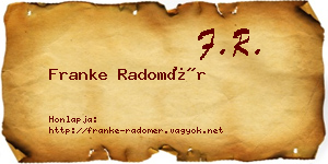 Franke Radomér névjegykártya